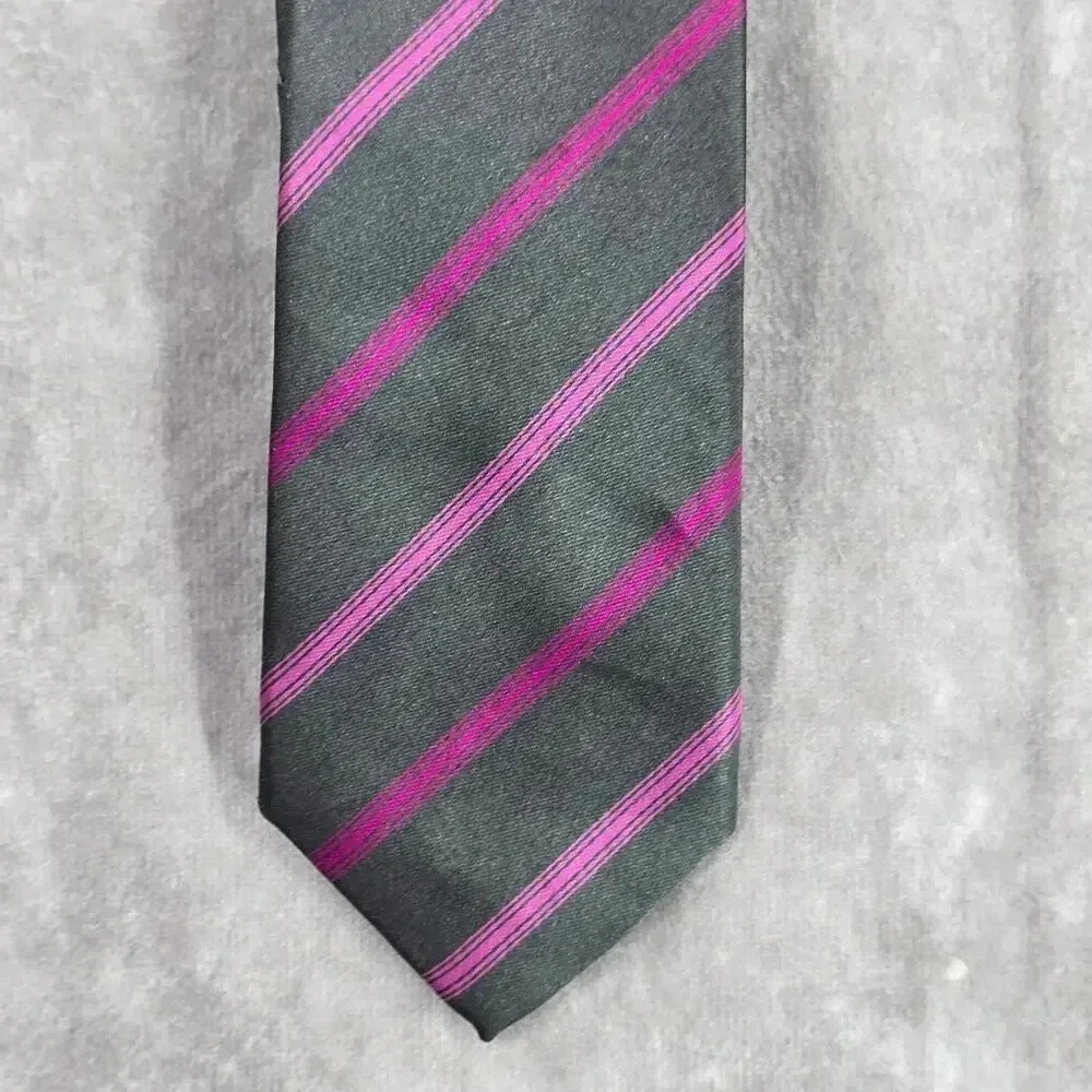 Alfani Gray Purple Stripe Narrow 100% Polyester Men's Neck Tie‎ NWOT
